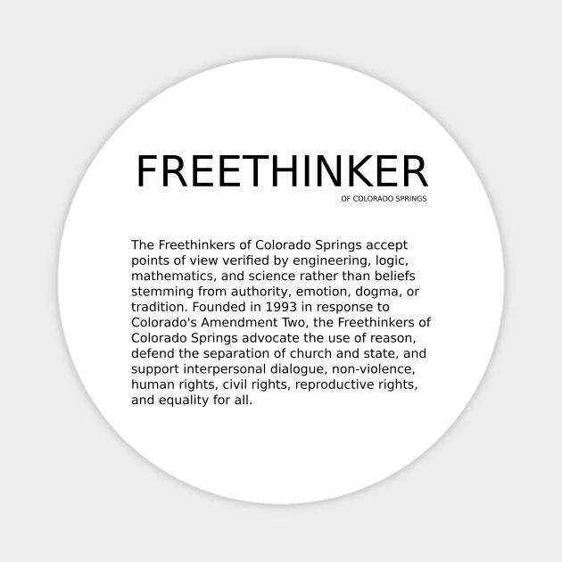 Freethinker with FCS Description Magnet by Freethinkers of Colorado Springs